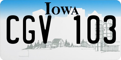 IA license plate CGV103