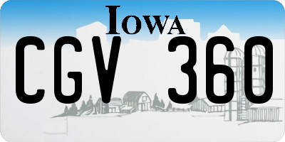 IA license plate CGV360