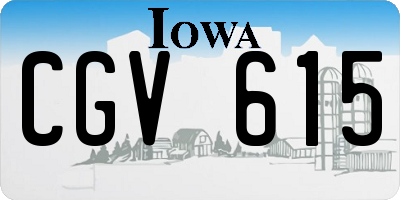 IA license plate CGV615