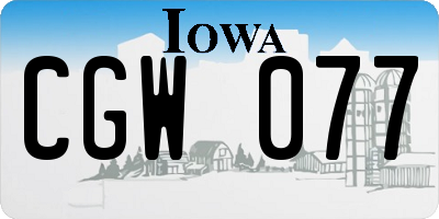 IA license plate CGW077