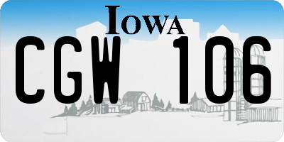 IA license plate CGW106