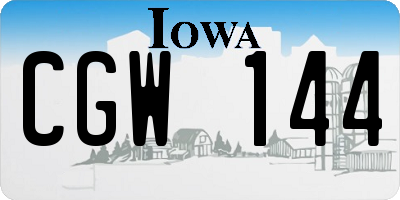 IA license plate CGW144