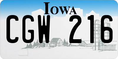 IA license plate CGW216