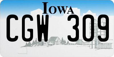IA license plate CGW309