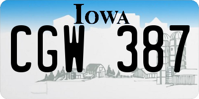 IA license plate CGW387