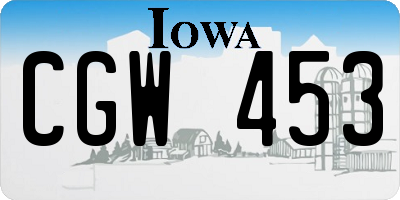 IA license plate CGW453