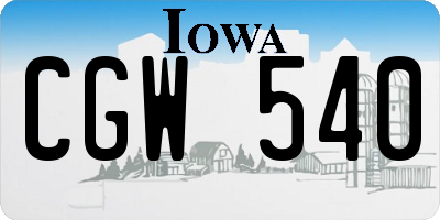 IA license plate CGW540