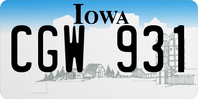 IA license plate CGW931
