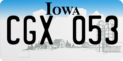 IA license plate CGX053