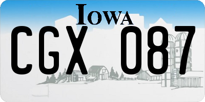 IA license plate CGX087