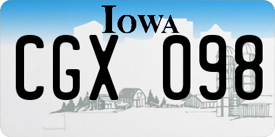 IA license plate CGX098