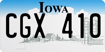 IA license plate CGX410