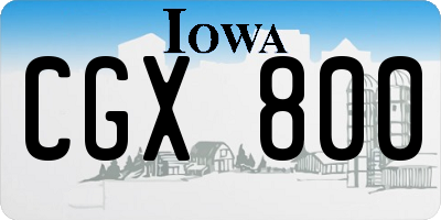 IA license plate CGX800