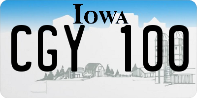 IA license plate CGY100