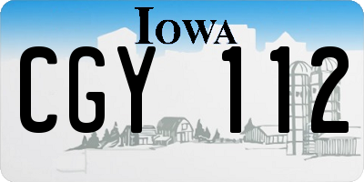 IA license plate CGY112