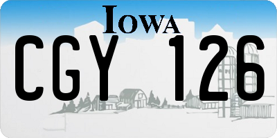 IA license plate CGY126