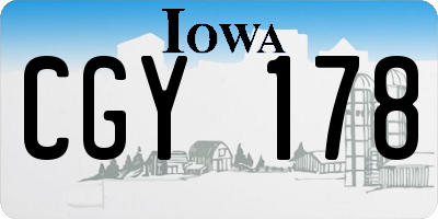IA license plate CGY178