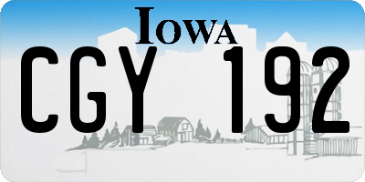 IA license plate CGY192