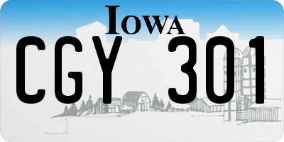 IA license plate CGY301