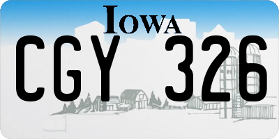 IA license plate CGY326