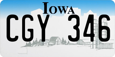 IA license plate CGY346