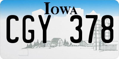 IA license plate CGY378