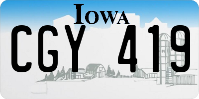 IA license plate CGY419