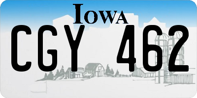 IA license plate CGY462