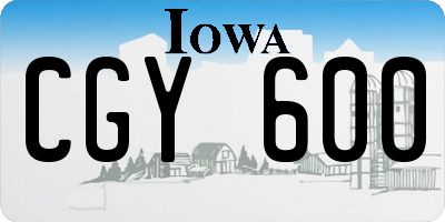 IA license plate CGY600