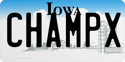 IA license plate CHAMPX