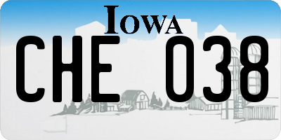 IA license plate CHE038
