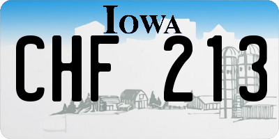 IA license plate CHF213
