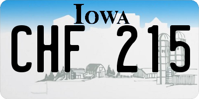 IA license plate CHF215