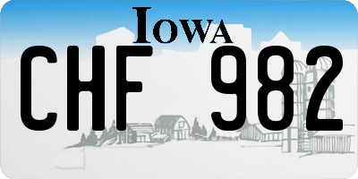 IA license plate CHF982