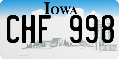 IA license plate CHF998