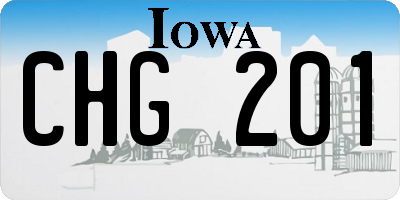IA license plate CHG201