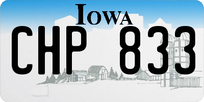 IA license plate CHP833
