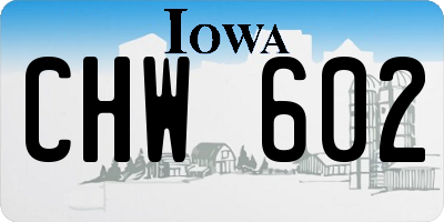 IA license plate CHW602