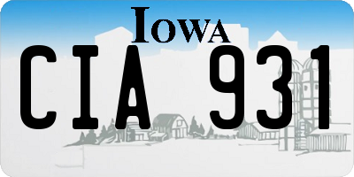 IA license plate CIA931