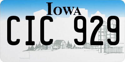 IA license plate CIC929