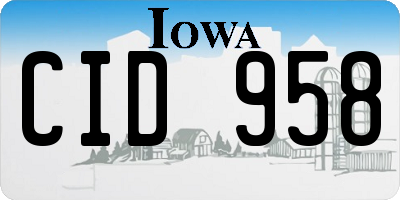 IA license plate CID958