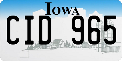 IA license plate CID965