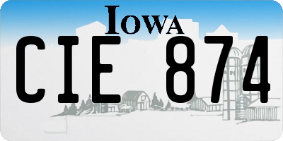 IA license plate CIE874