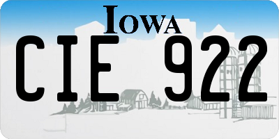 IA license plate CIE922