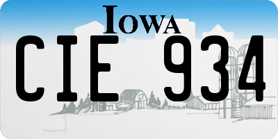 IA license plate CIE934