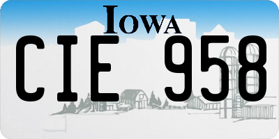 IA license plate CIE958