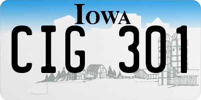 IA license plate CIG301