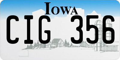 IA license plate CIG356