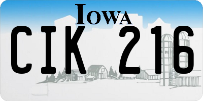 IA license plate CIK216