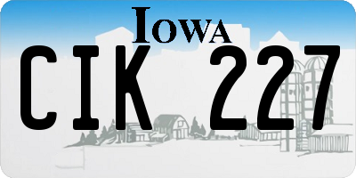 IA license plate CIK227